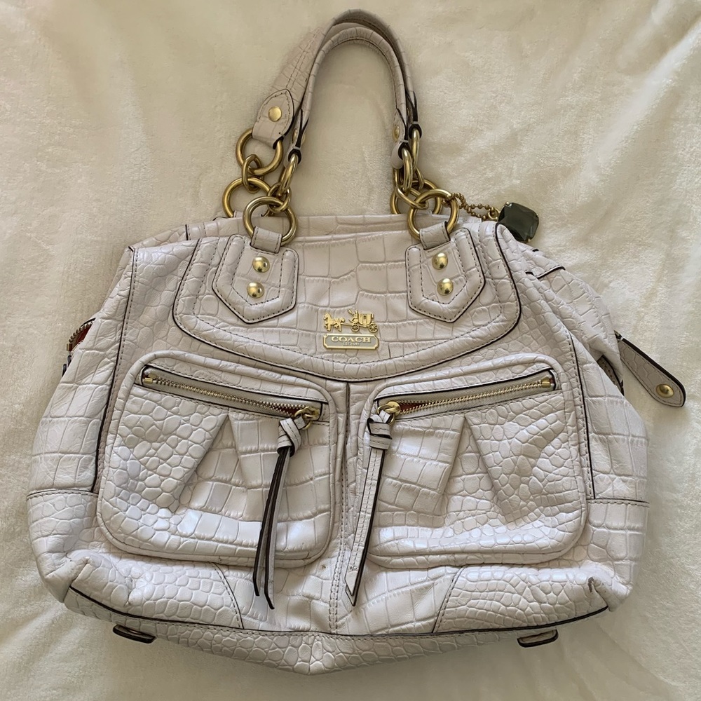 White with gold hardware limited edition coach bag